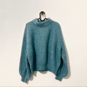 Chunky Knit Sweater Mock Neck Cozy Thick